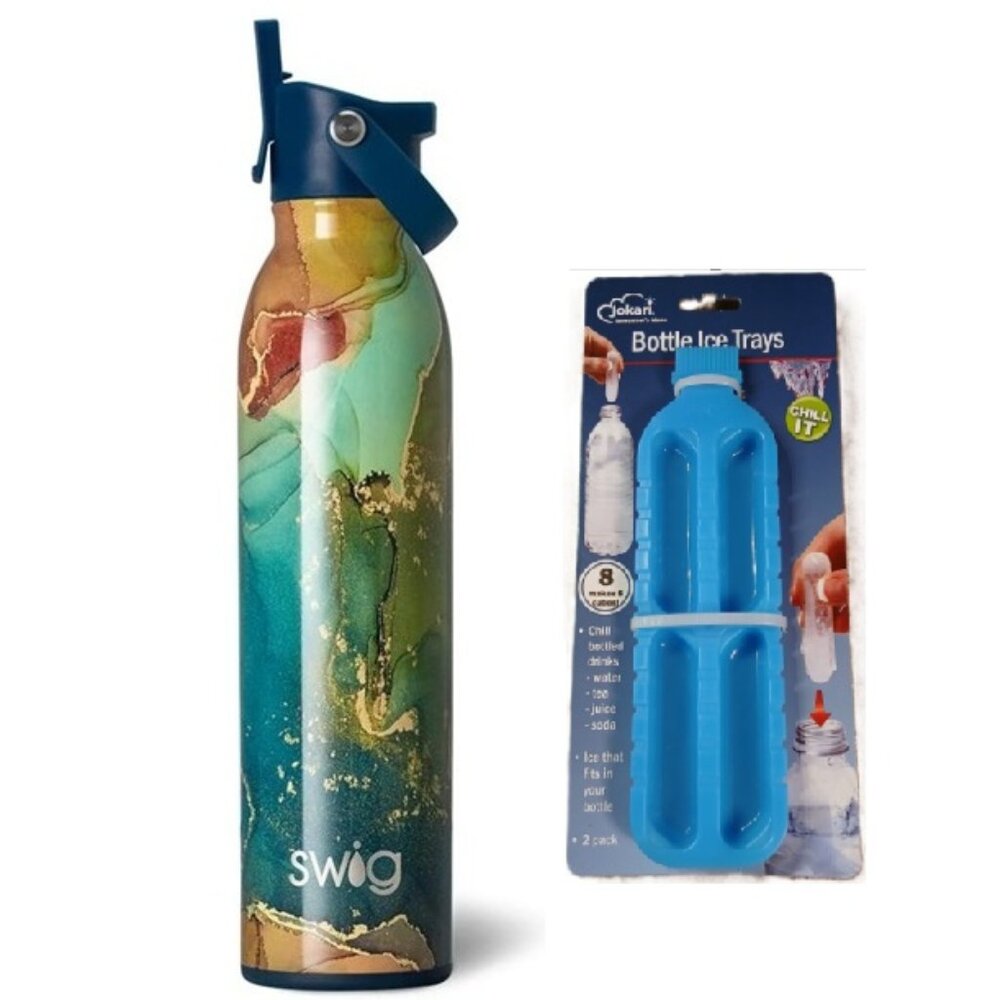 Swig Life Flip+Sip 20oz Stainless Steel Insulated Water Bottle w BONUS ICE TRAY!